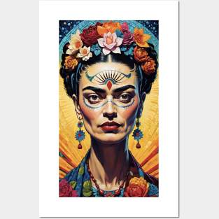 Frida's Vibrant Vision: Colorful Portrait Posters and Art